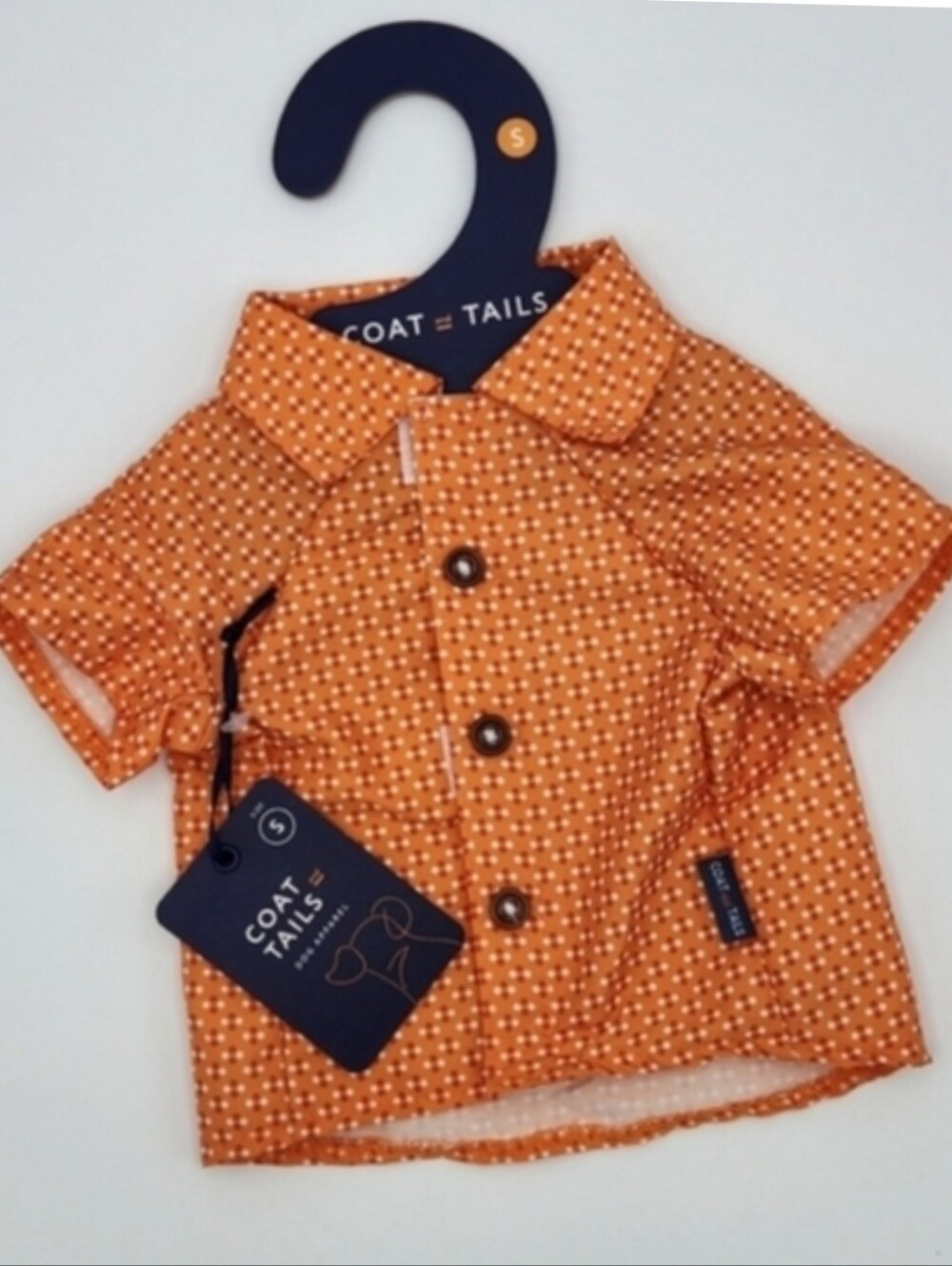 COAT and TAILS Orange Retro Print Button-Down Dog Shirt • NEW! • Small